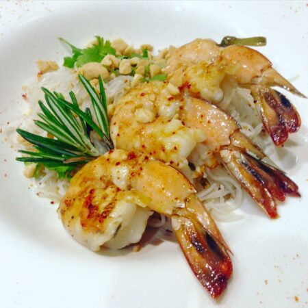 Plat de gambas poêlées